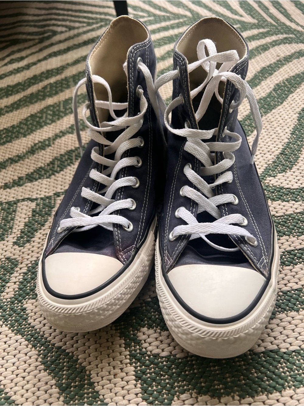 High-Top Converse Sneakers in Navy with White Laces